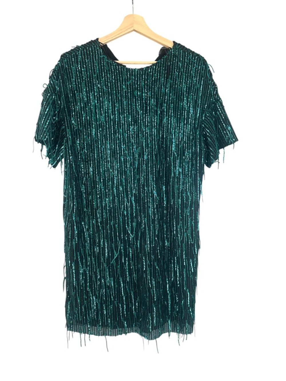 Zara Emerald Green Sequin Fringe Mini Dress - Picture 5 of 12